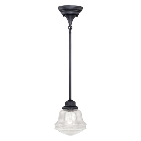 Vaxcel Huntley Bronze Farmhouse Schoolhouse Mini Pendant Ceiling Light Clear Glass P0153